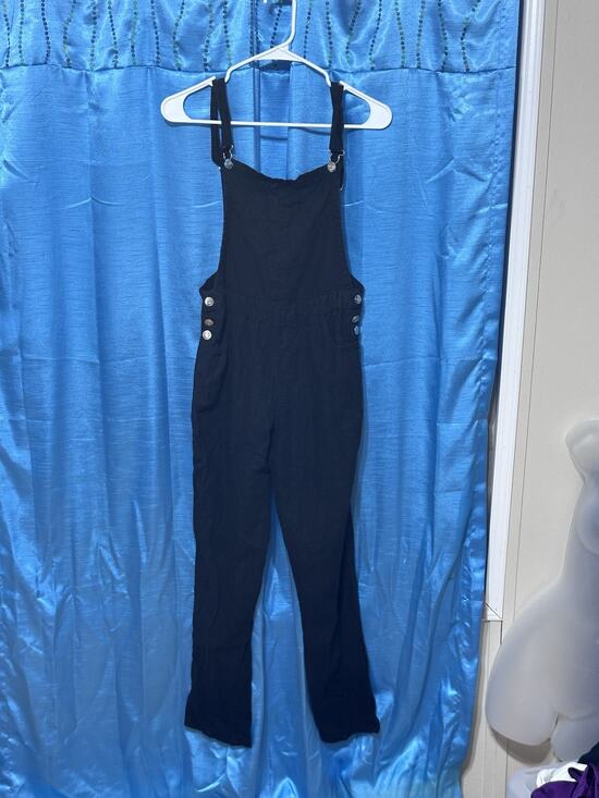 Love Tree Pants - Love Tree Linen Blend Black Overalls SZ S Casual Comfort Beach Resort
